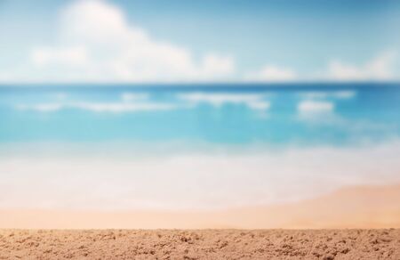 Beautiful seascape, sand, beach on a background of blue sky.の写真素材
