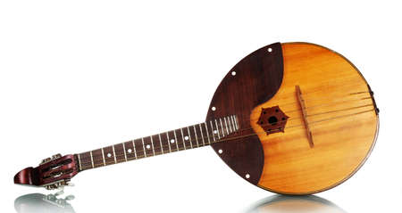 Ukrainian, Russian, Belarusian folk musical instrument. Domra, stringed, plucked instrument isolated on white backgroundの写真素材