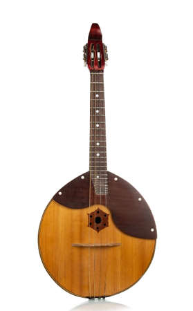 Folk musical instrument domra. Stringed, plucked instrument isolated on white backgroundの写真素材