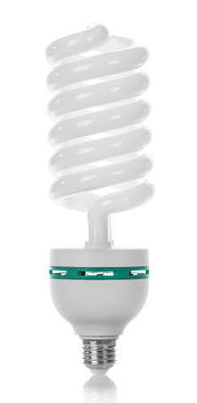 Modern eco-friendly and economical light bulb isolated on white backgroundの写真素材