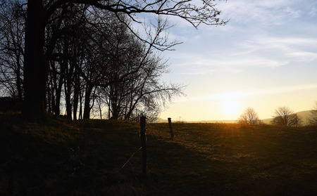 Sunrise in north of Bohemia in spring timeの写真素材