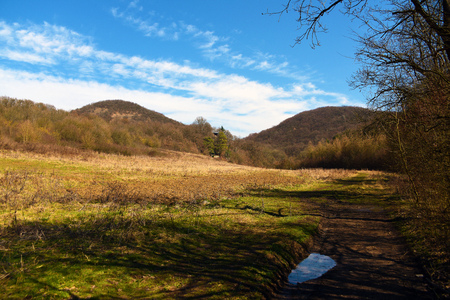 Blue sky in spring time near Srbsko villageの写真素材
