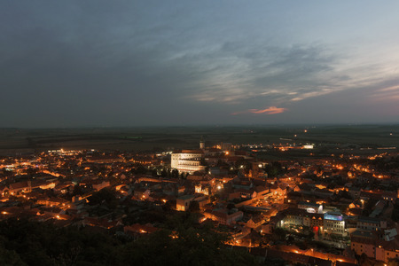 Sunset over Mikulov town in summer timeの写真素材