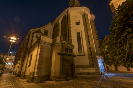 Night in Ceske Budejovice town in summer timeの写真素材