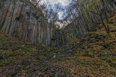 Waterfall Vrkoc near Usti nad Labem town in autumn timeの写真素材