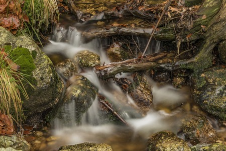 Creek near Velky Stolpich waterfall in autumn morning