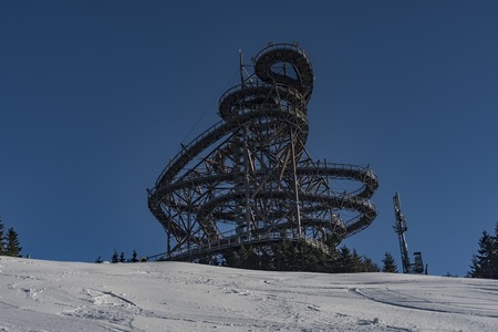 Sky walk trail observation tower in Dolni Morava villageの写真素材