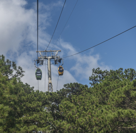 Cable car in Da Lat city in Vietnam in nice sunny dayの写真素材