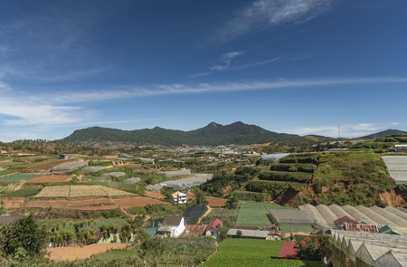View for Langbiang hill near Da Lat city in Vietnamの写真素材