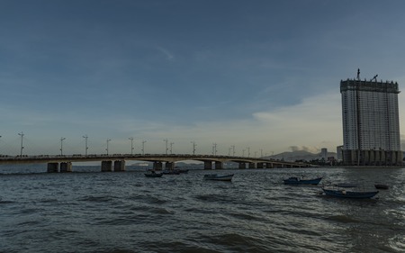 Sunset near sea in Nha Trang city in Vietnamの写真素材