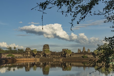 Angkor Wat temple in hot sunny evening near sunsetの写真素材