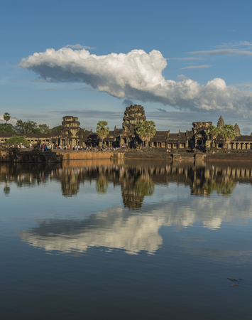Angkor Wat temple in hot sunny evening near sunsetの写真素材