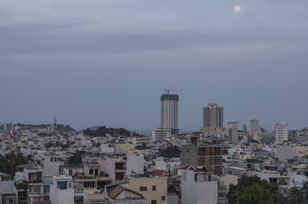 City Nha Trang in dark gray evening in Vietnamの写真素材