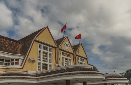 Da Lat old train station in January sunny and windy dayの写真素材