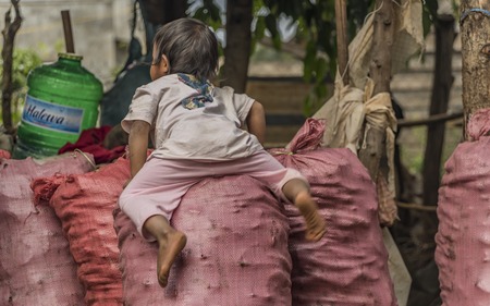 Native vietnamese village with resident from Vietnam mountainsの写真素材
