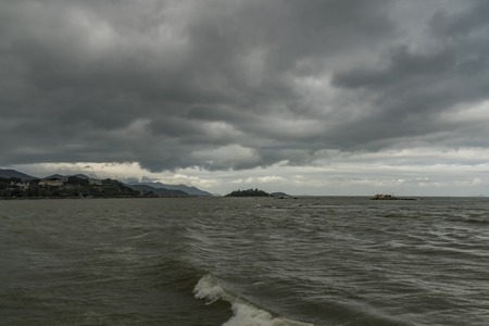 Dark day beaches in Vietnam near Nha Trang city in January dayの写真素材