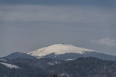 Winter cold sunny morning near Dedinky villageの写真素材