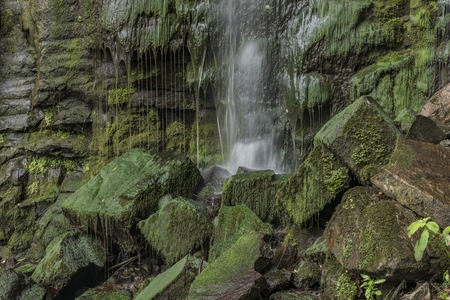 Vrkoc waterfall near river Labe in north Bohemiaの写真素材