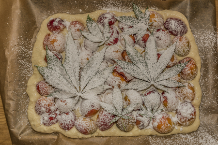 Before baking of marijuana apricot cake with sugar and yeastの写真素材