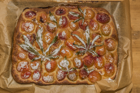After baking of marijuana apricot cake with sugar and yeastの写真素材
