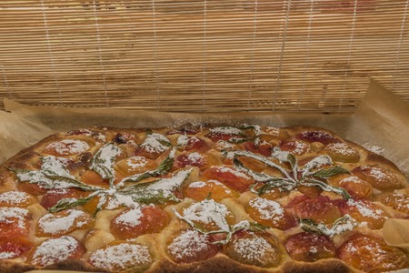 After baking of marijuana apricot cake with sugar and yeastの写真素材