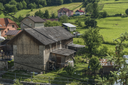 Lesnica village in Pieniny national park in Slovakia and Poland in summer sunny dayの写真素材