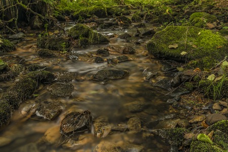 Usovicky creek near Marianske Lazne spa town in autumn dayの写真素材