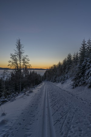 Morning with sunrise in Jeseniky mountains in winter sunny dayの写真素材