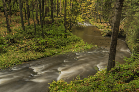 Chribska Kamenice river in national park Ceske Svycarsko in autumn morningの写真素材
