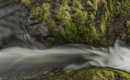 Lucinskosvatoborske waterfalls near Carlsbad spa town in winter dayの写真素材