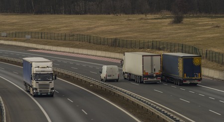 Highway D8 near Usti nad Labem city in winter cloudy dayの写真素材