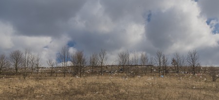 Garbage dump near Usti nad Labem city in winter windy dayの写真素材