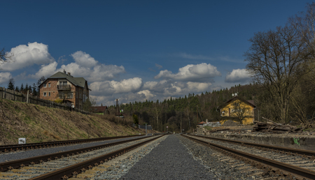 Station Karlovy Vary Brezova in spring nice sunny dayの写真素材