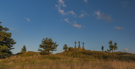 Slavkovsky les mountains in summer sunny nice evening near Krizky area with photographerの写真素材