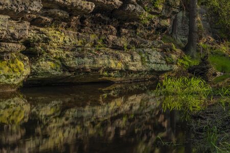 River Kamenice in color nice sunny spring evening near Ceska Kamenice town