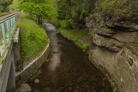 River Kamenice in color nice sunny spring evening near Ceska Kamenice townの写真素材
