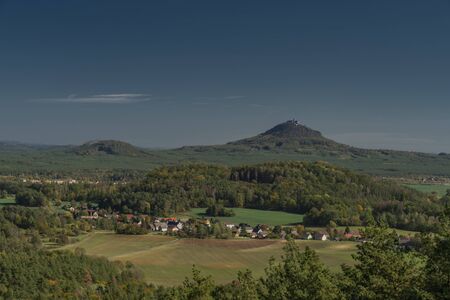 View from Sedina hill over deep green autumn color forestsの写真素材