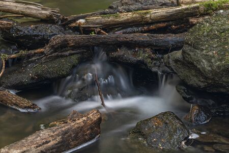 Bily Halstrov creek in west Bohemia in spring sunny fresh blue sky dayの写真素材