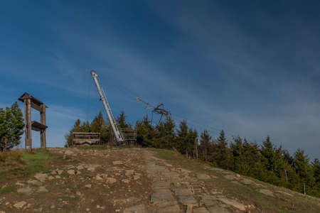 Color spring morning view from Pustevny in Beskydy fresh mountainsの写真素材