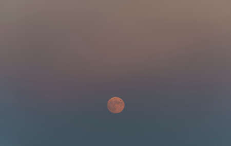 In middle of dry field in sunset color evening near Melcany village in south Moraviaの写真素材