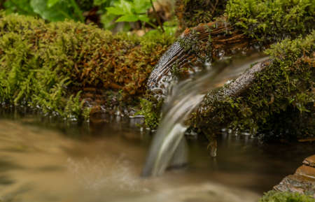 Seufzerquelle spring of small rivulet under Mittagskogel and Ferlacher Spitze big hillsの写真素材