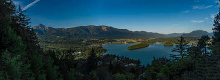 Faaker see from Tabor mountain in summer sunny nice morningの写真素材