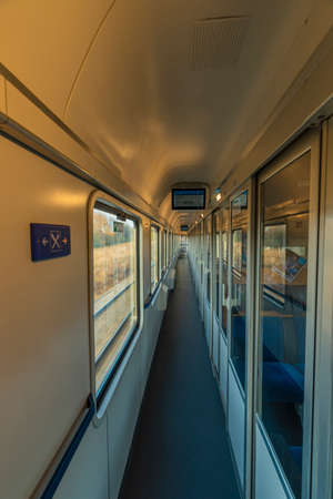 Corridor in fast expres train in Czech republic from Linz to Prague