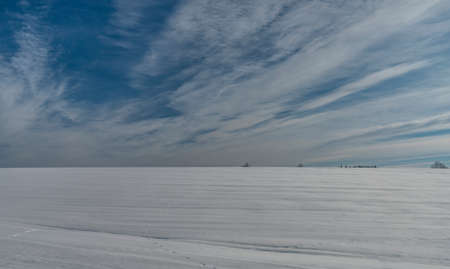 Central Bohemia between Benesov and Tabor towns in sunny cold winter beautiful day