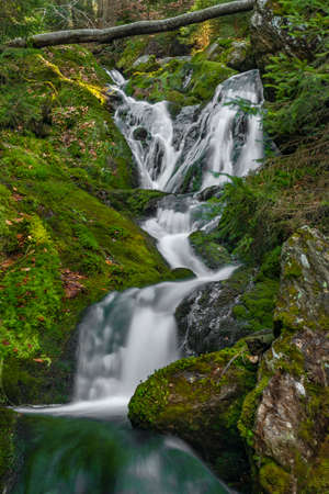 Cerna strz waterfall on Cerny creek in Sumava national park in spring dayの写真素材