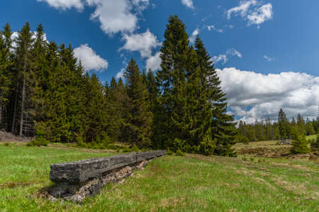 Prebuz village with fresh meadows and forests in Krusne mountainsの写真素材