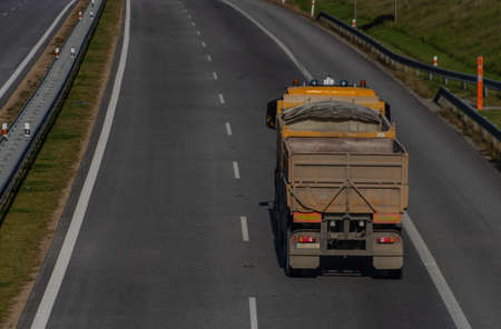 Higway with cars in autumn afternoon near south Bohemia Ceske Budejovice cityの写真素材