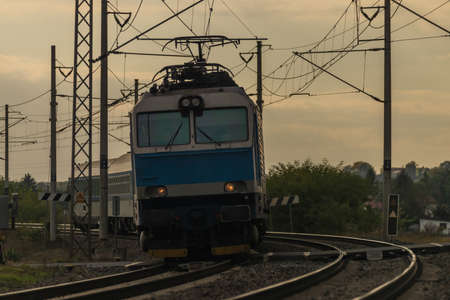 Trains with locomotives near Steti town in autumn color fresh day