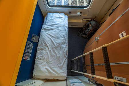 Single deluxe compartment in night car from Humenne to Prague with toilet and shower