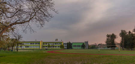 Lanscape near Kvasice village with light green meadows and treesの写真素材